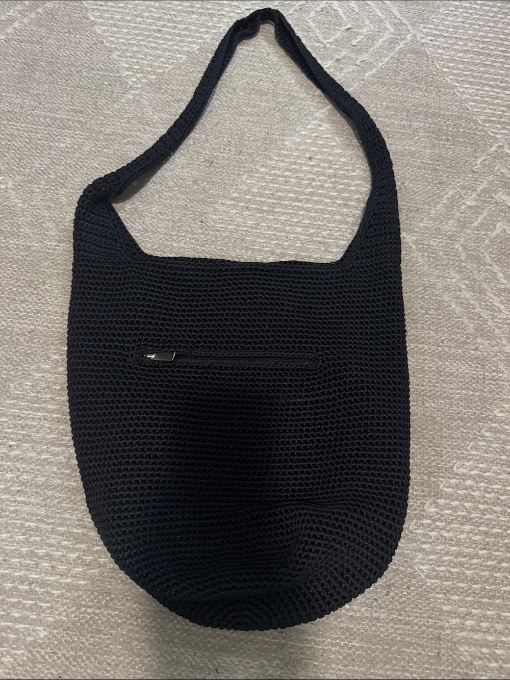 Black Crochet Shoulder Bag - Minimal Everyday Tote